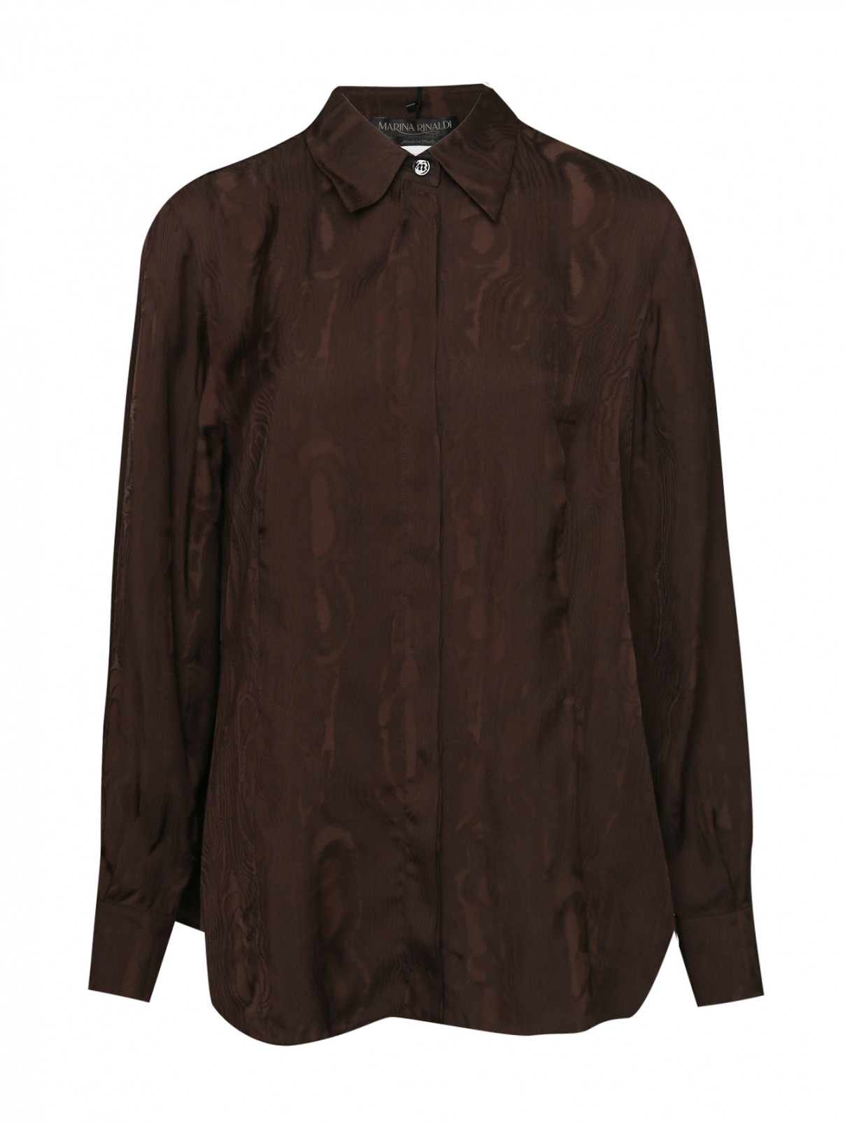 Блуза из вискозы однотонная Marina Rinaldi  –  Общий вид  – Цвет:  Коричневый