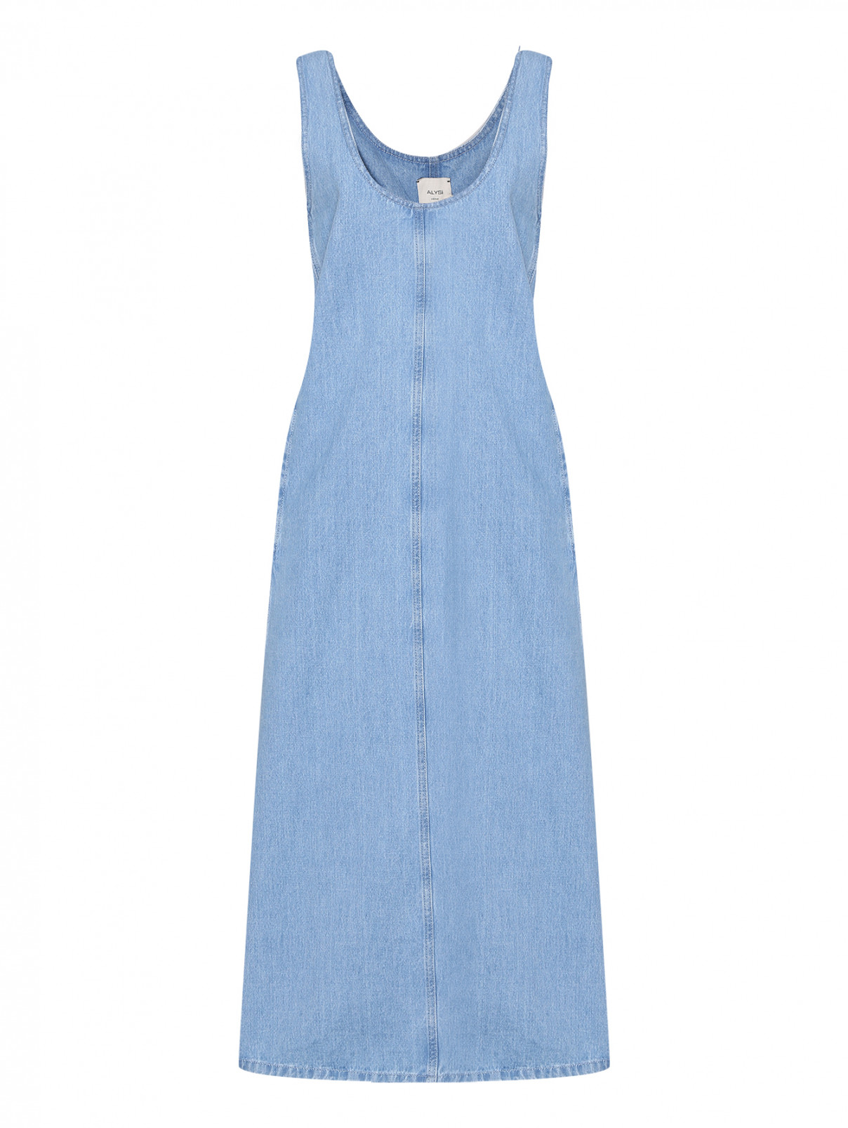 Платье из денима свободного кроя Alysi  –  Общий вид  – Цвет:  Синий