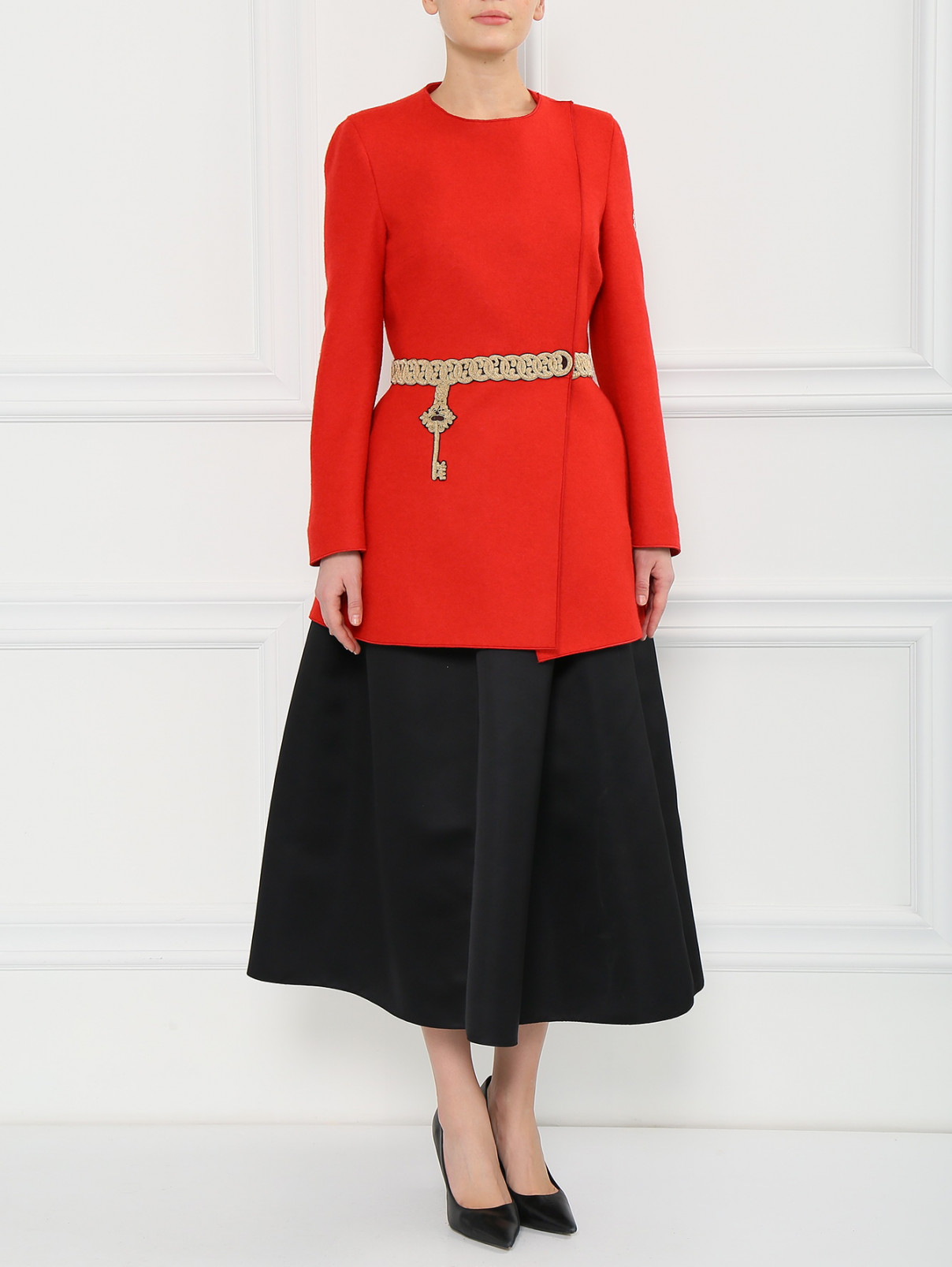 Пальто из смешанной шерсти Moncler  –  Модель Общий вид  – Цвет:  Красный