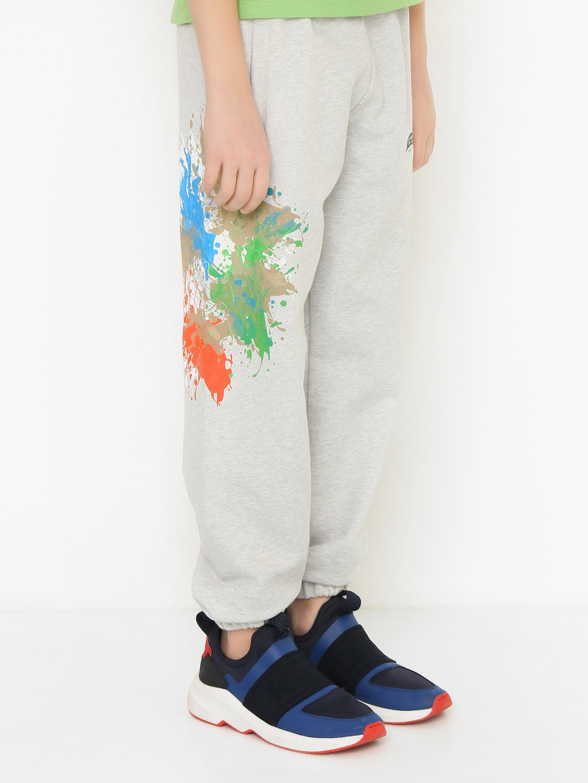 Хлопковые брюки с принтом MSGM  –  МодельВерхНиз  – Цвет:  Серый