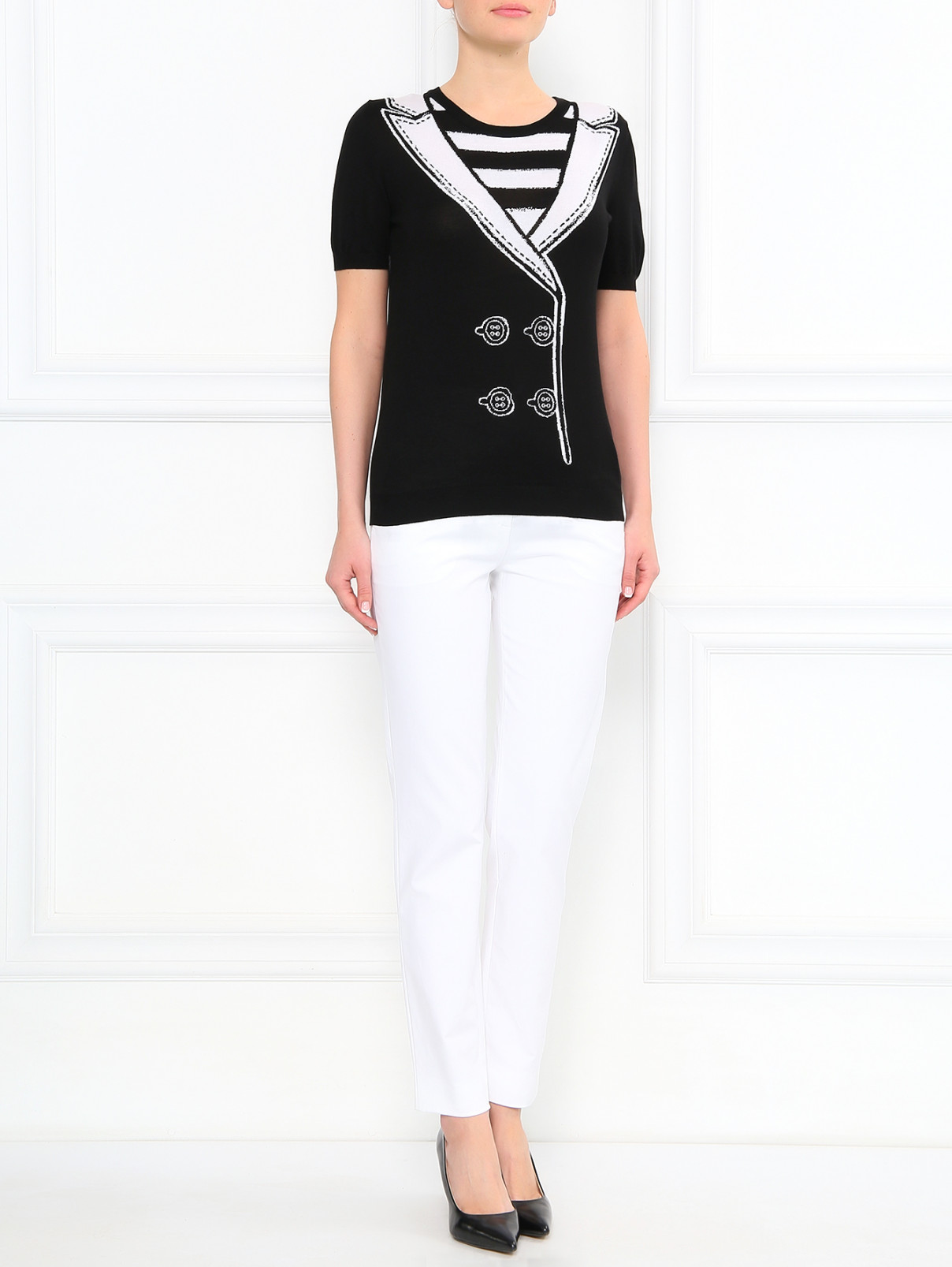 Брюки из хлопка с боковыми карманами Moschino Couture  –  Модель Общий вид  – Цвет:  Белый