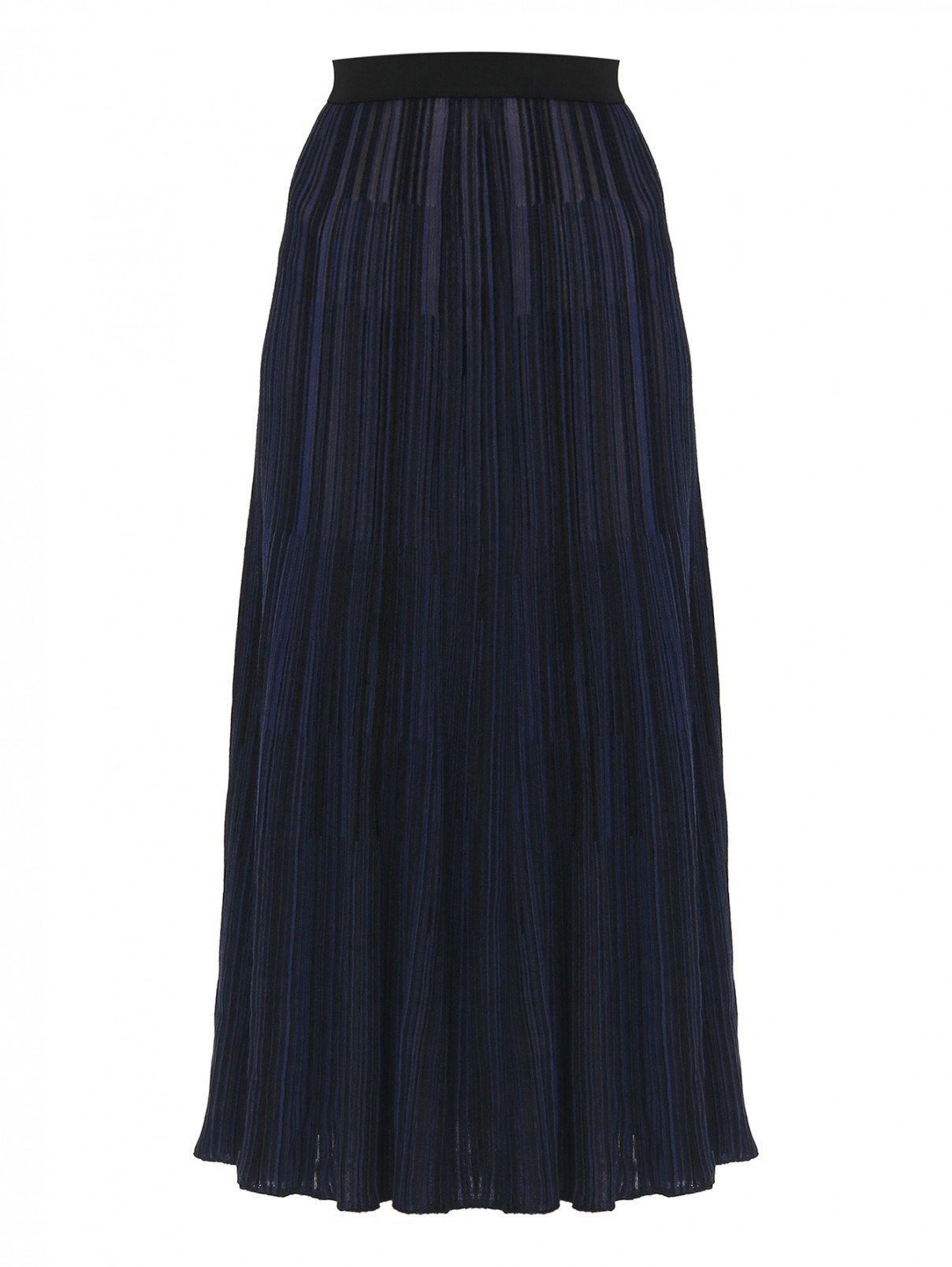 Триотажная юбка в рубчик Sonia Rykiel  –  Общий вид  – Цвет:  Синий