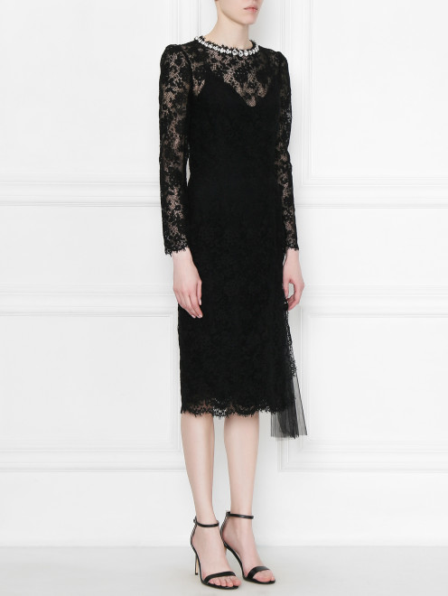 Платье кружевное с декором стразами Ermanno Scervino - МодельВерхНиз