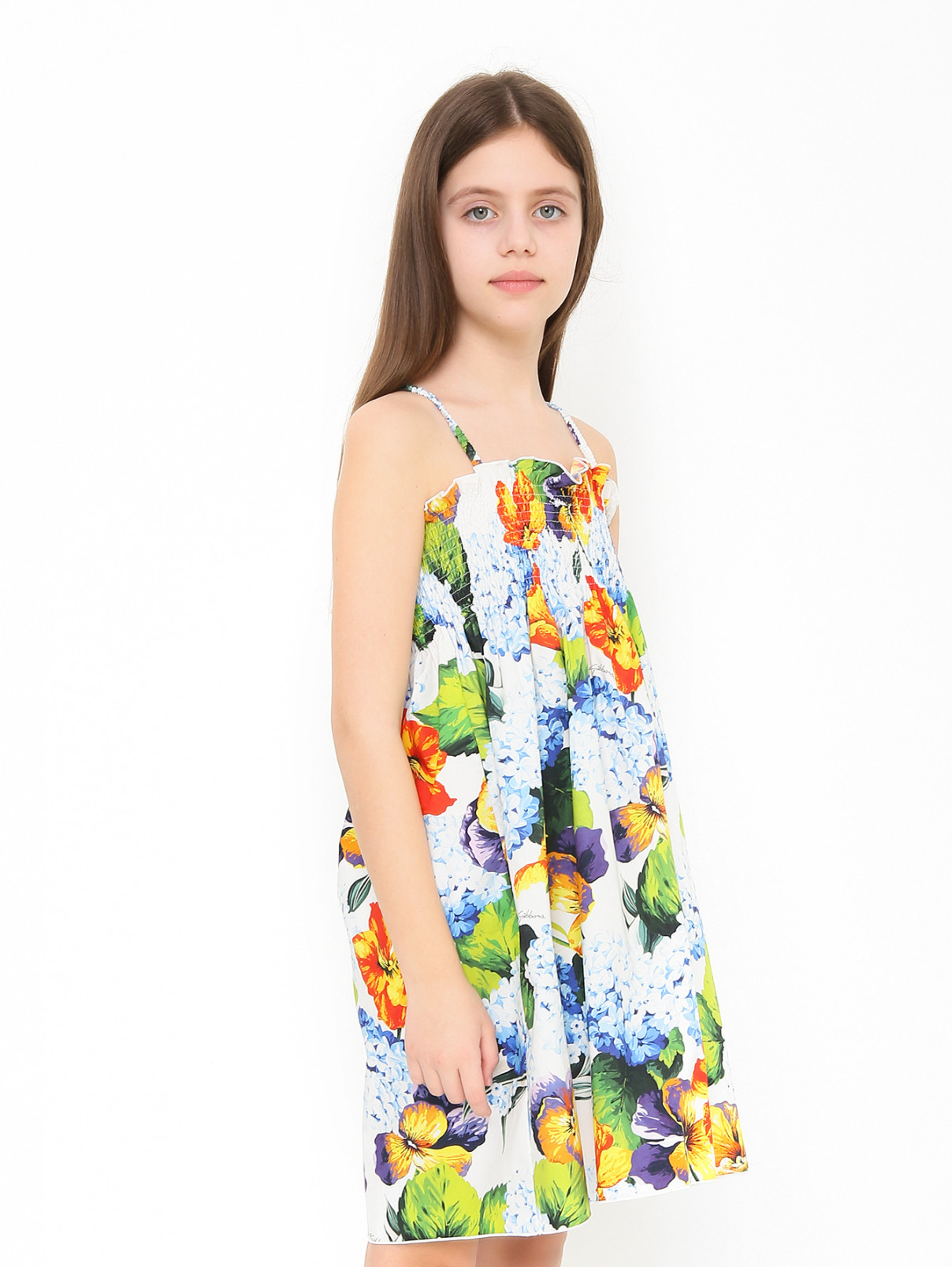 Платье на лямках с узором Dolce & Gabbana  –  МодельВерхНиз  – Цвет:  Узор