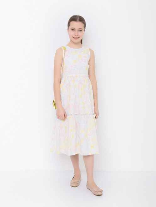 Платье со вставками из шитья Ermanno Scervino Junior - МодельОбщийВид