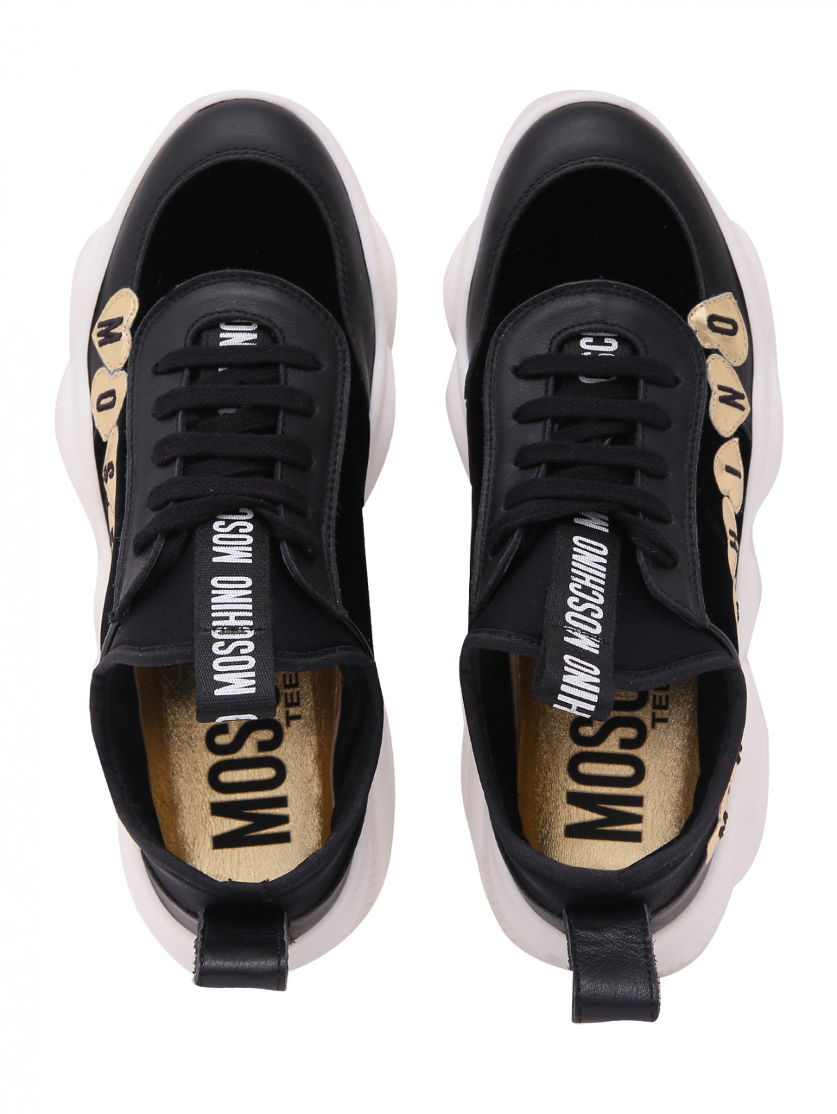Кроссовки с аппликацией и вышивкой Moschino  –  Обтравка4  – Цвет:  Черный