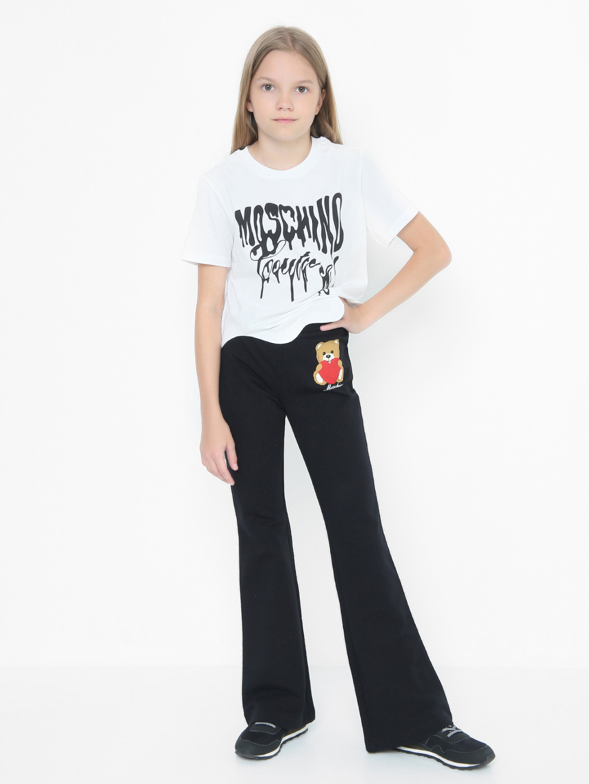 Брюки из трикотажа на флисе Moschino  –  МодельОбщийВид  – Цвет:  Черный