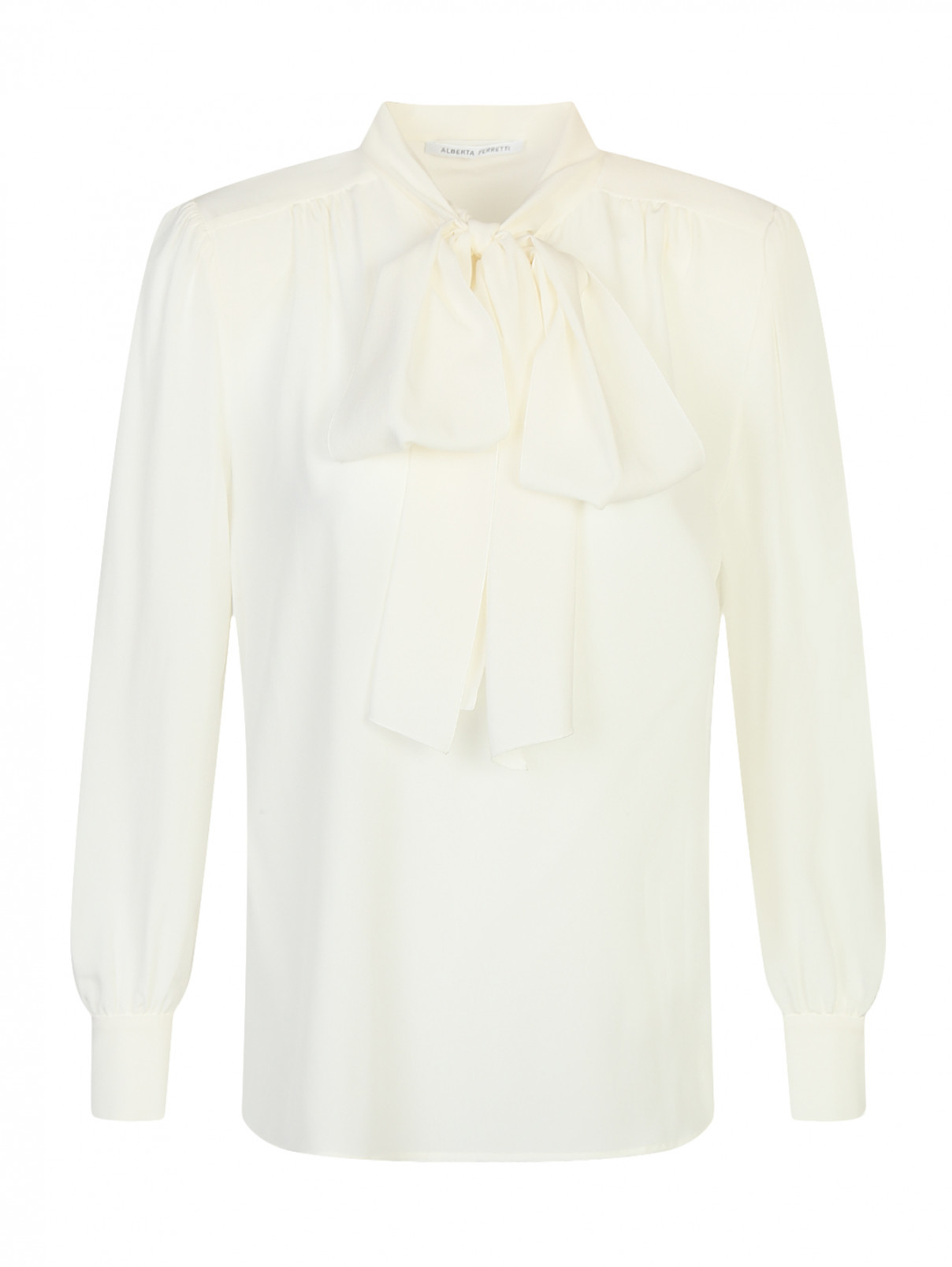Блуза из шелка с декоративным бантом Alberta Ferretti  –  Общий вид  – Цвет:  Белый