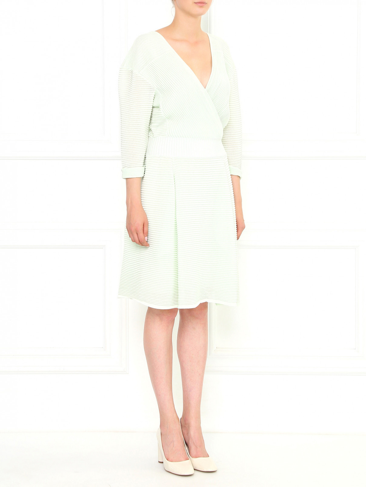 Платье из хлопка с запахом Maison Ullens  –  Модель Общий вид  – Цвет:  Зеленый