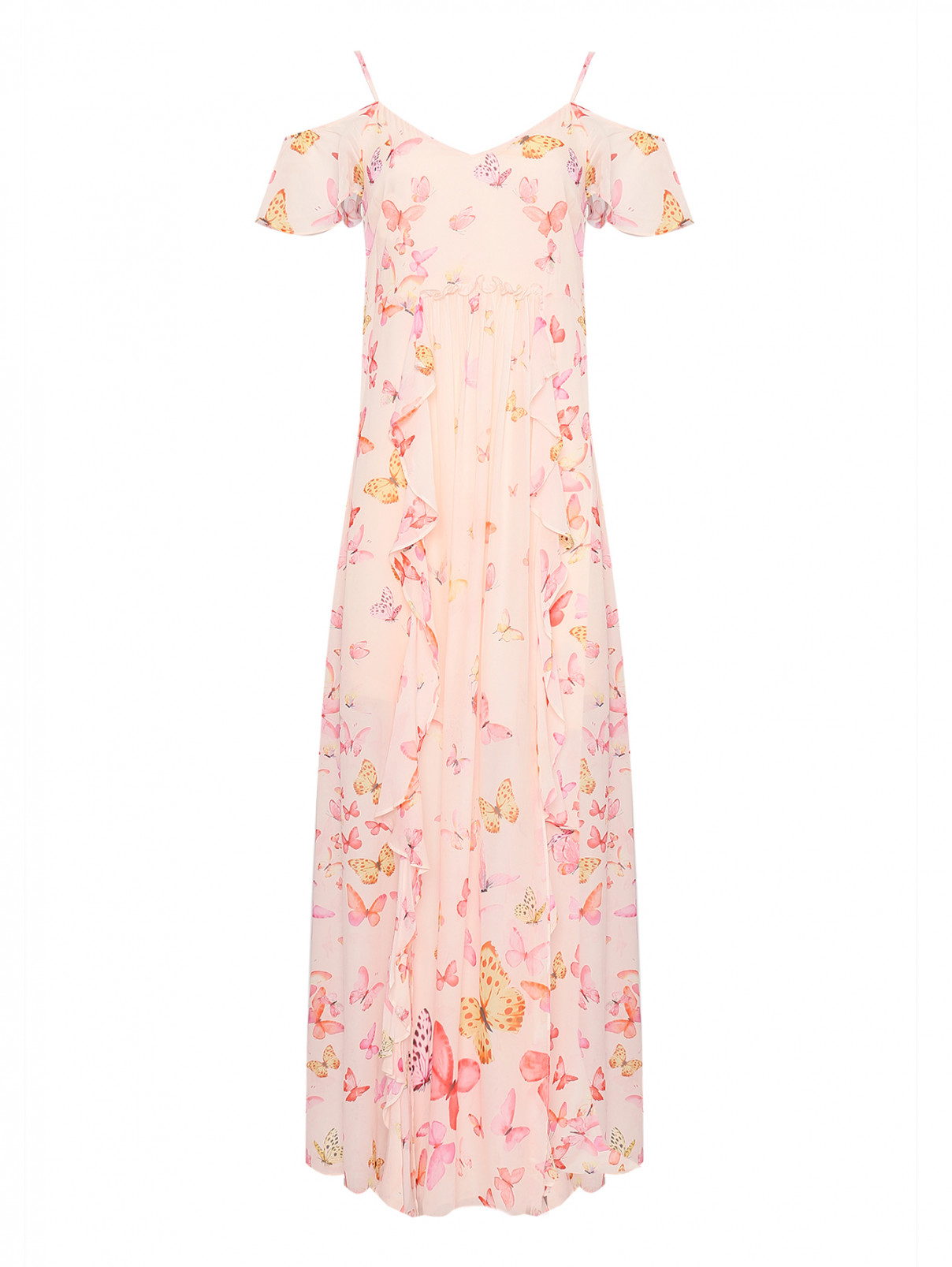 Платье-макси с узором TWINSET  –  Общий вид  – Цвет:  Розовый