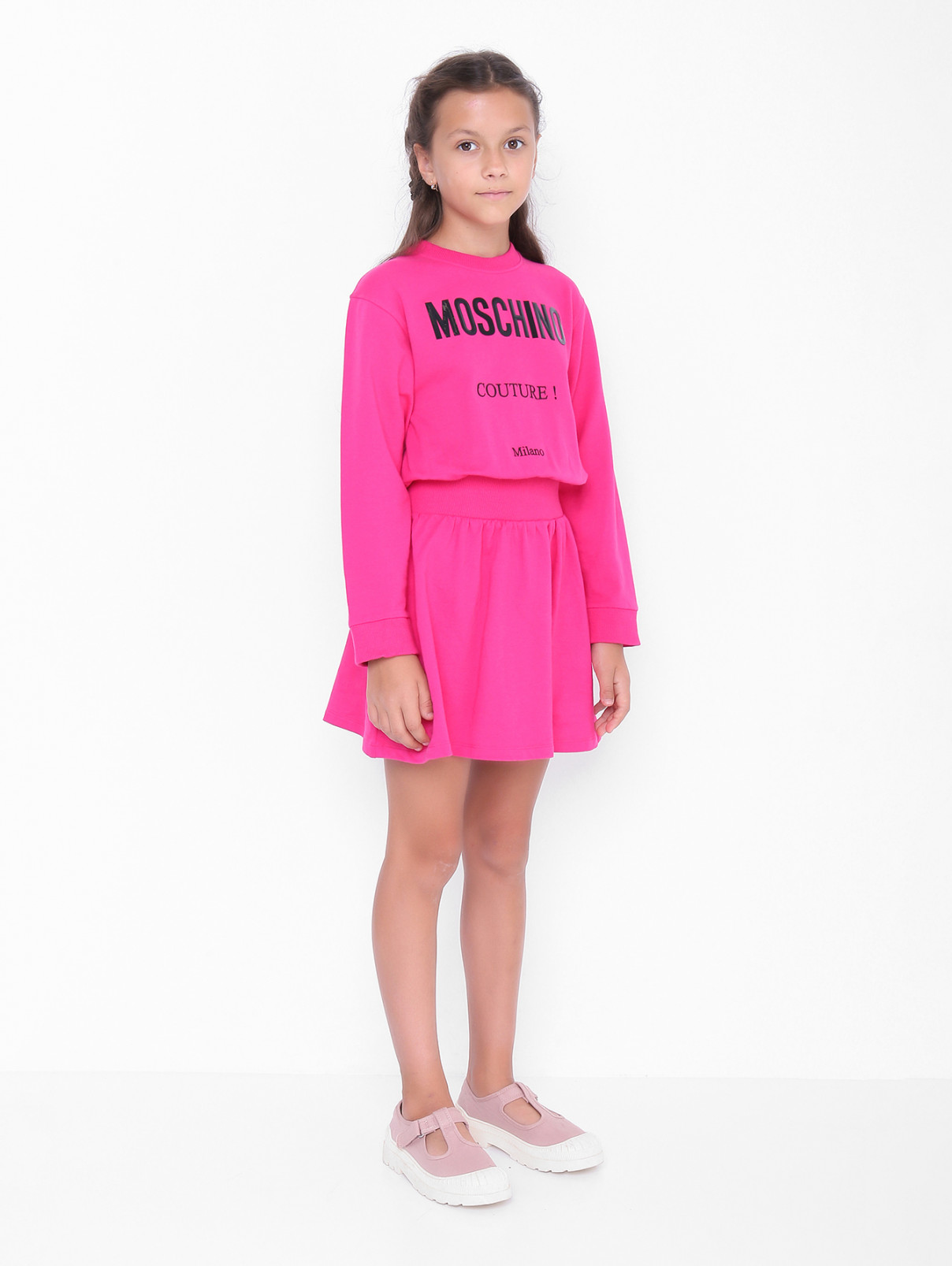 Трикотажное платье с резинкой Moschino  –  МодельВерхНиз  – Цвет:  Розовый