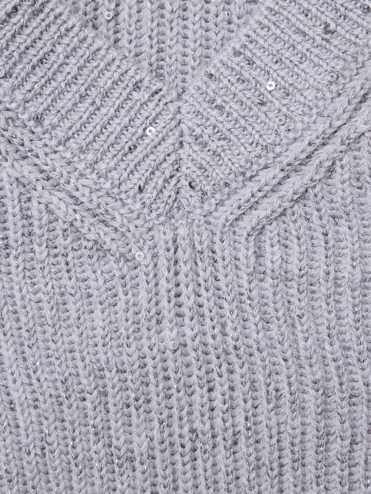 Укороченный джемпер из шерсти с V-образным вырезом Lorena Antoniazzi  –  Деталь1  – Цвет:  Серый