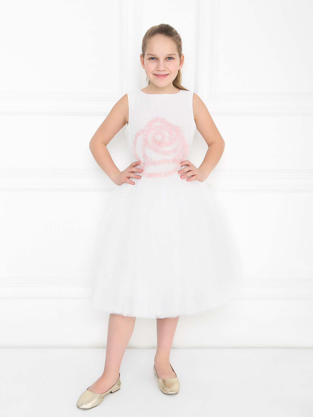 Платье с пышной юбкой Simonetta  –  МодельОбщийВид  – Цвет:  Белый