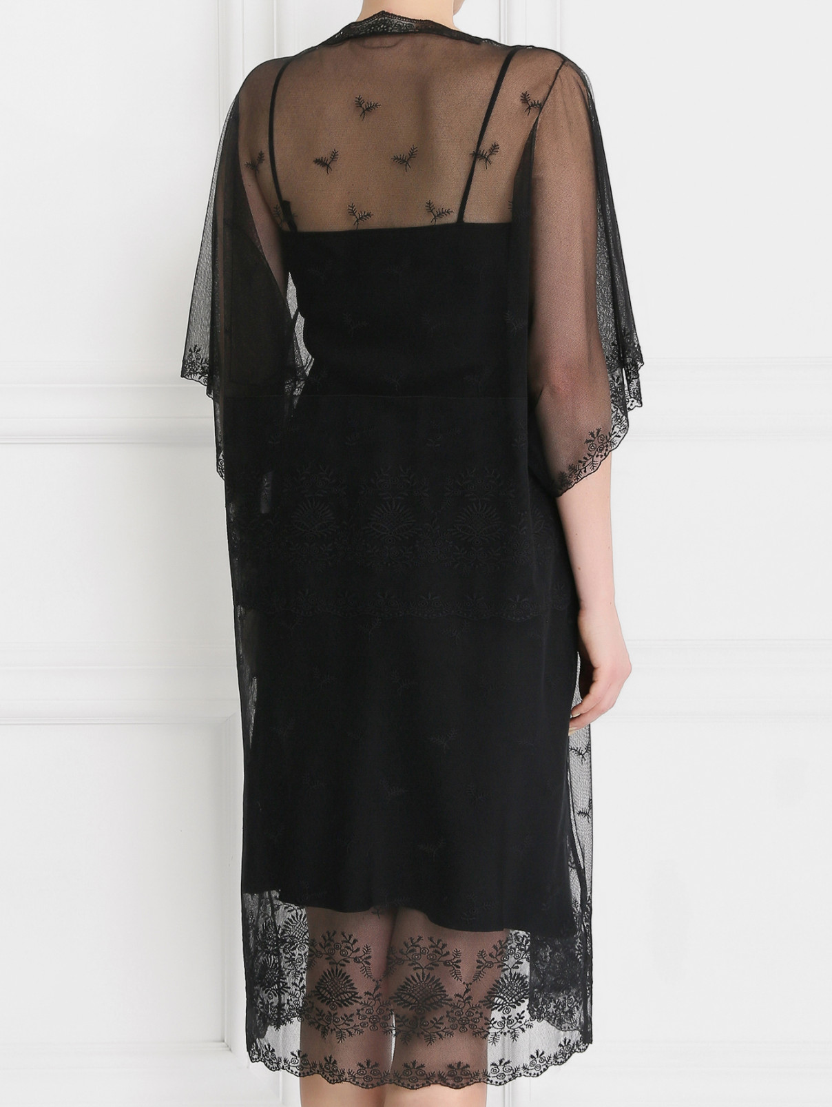 Платье свободного кроя с вышивкой Veronique Branquinho  –  Модель Верх-Низ1  – Цвет:  Черный