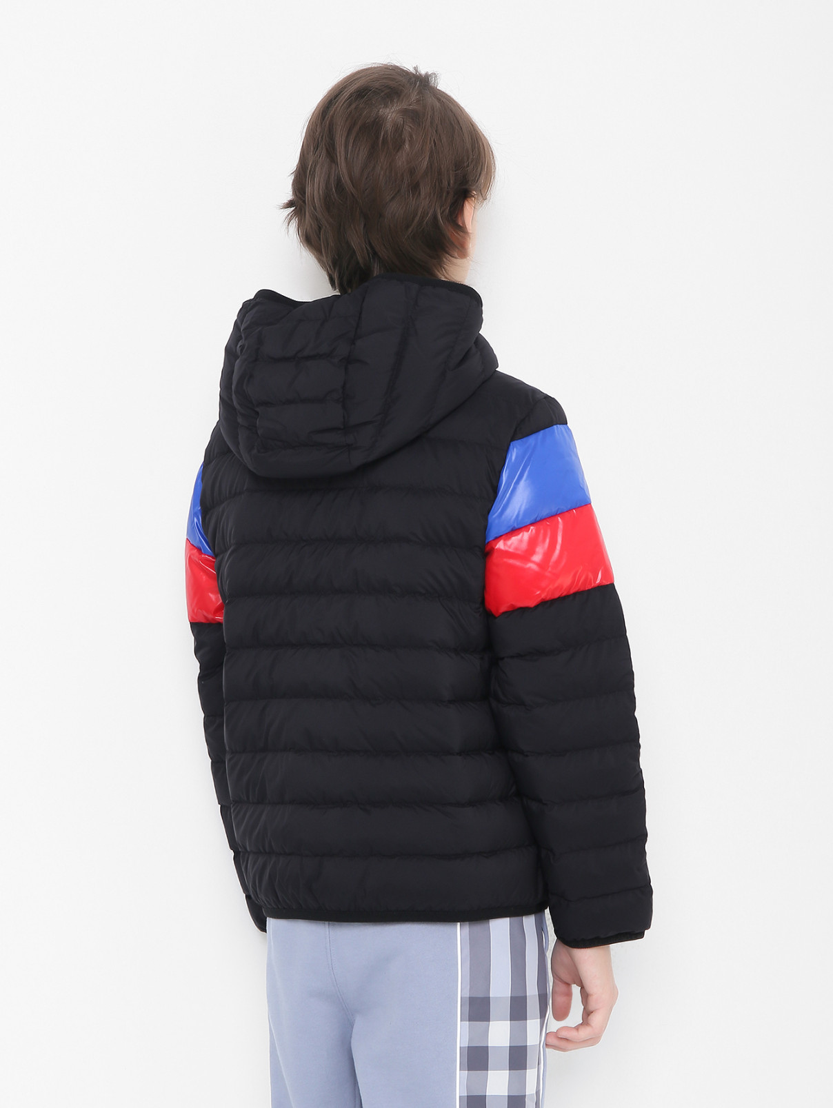 Пуховик с цветными вставками Moncler  –  МодельВерхНиз1  – Цвет:  Черный