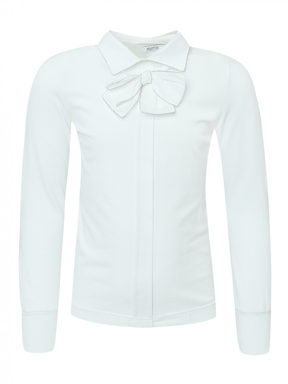 Блуза трикотажная из хлопка Aletta Couture  –  Общий вид  – Цвет:  Белый
