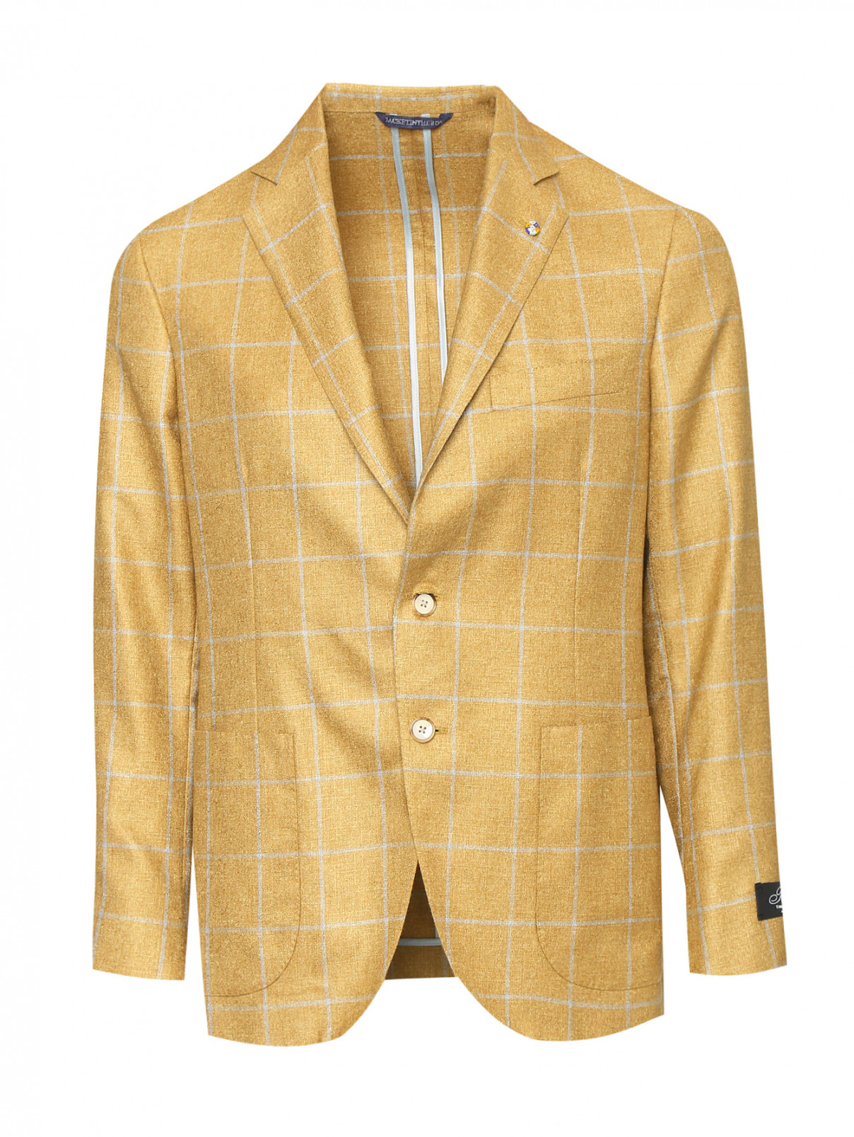 Пиджак из шелка и кашемира с узором Belvest  –  Общий вид  – Цвет:  Желтый