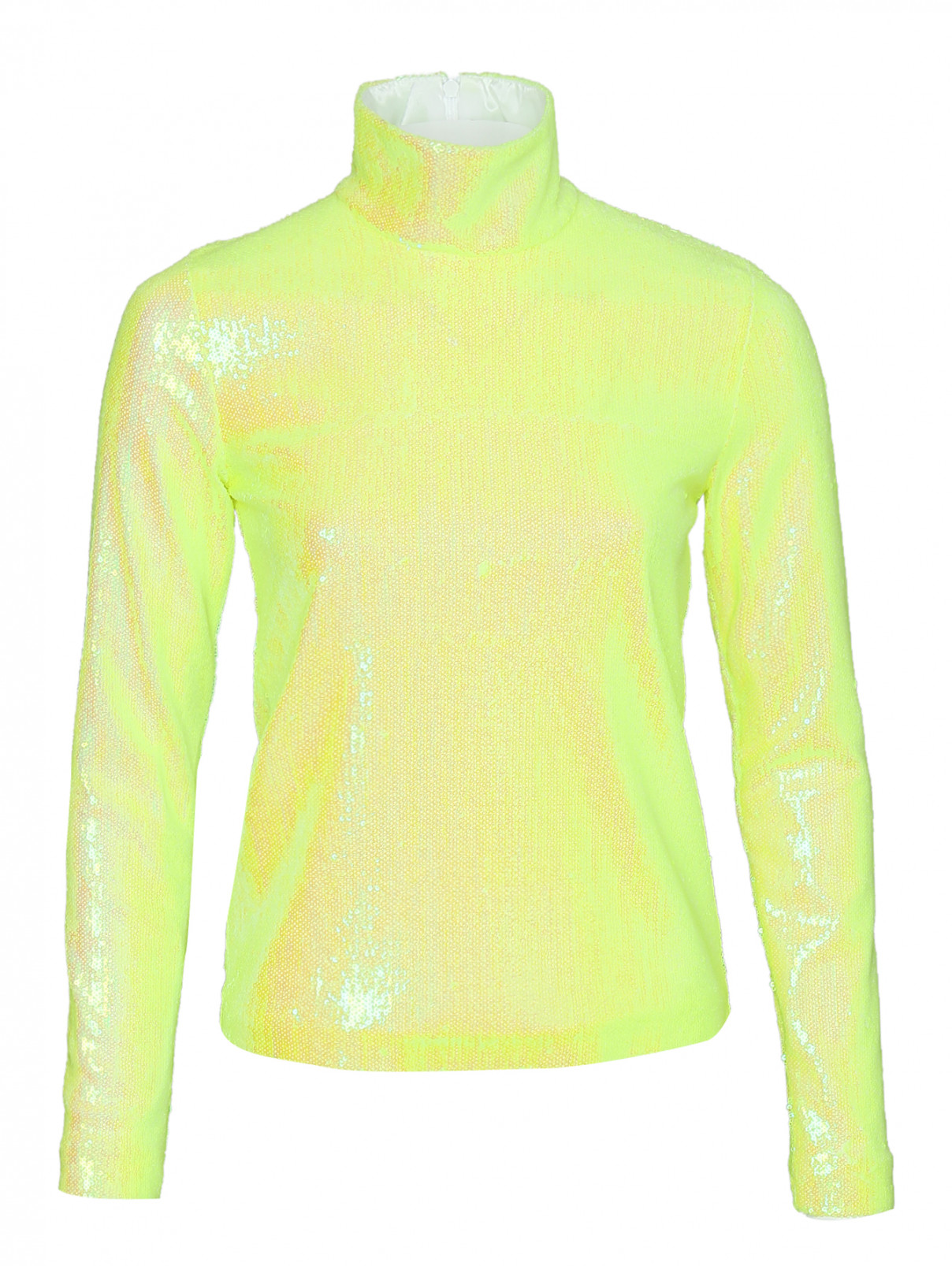 Водолазка на молнии, в пайетках MM6  –  Общий вид  – Цвет:  Желтый