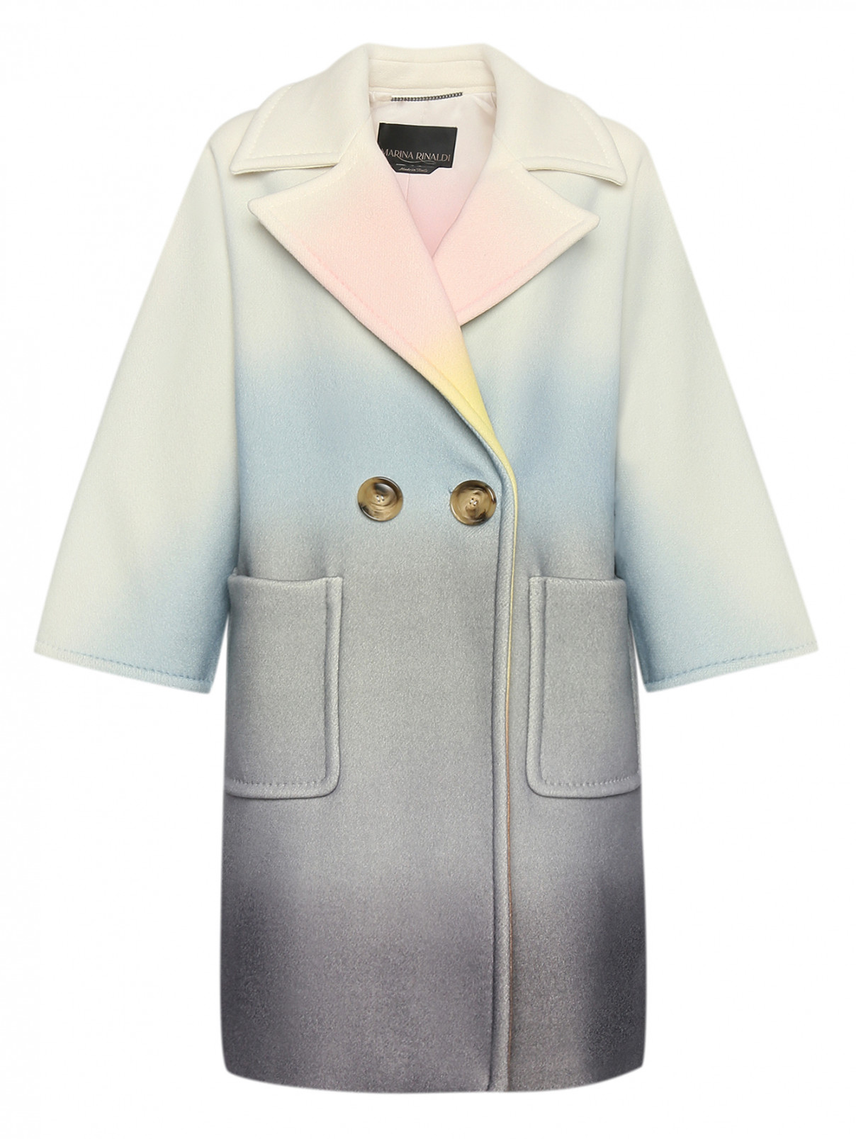 Пальто из смешанной шерсти с градиентом Marina Rinaldi  –  Общий вид  – Цвет:  Мультиколор