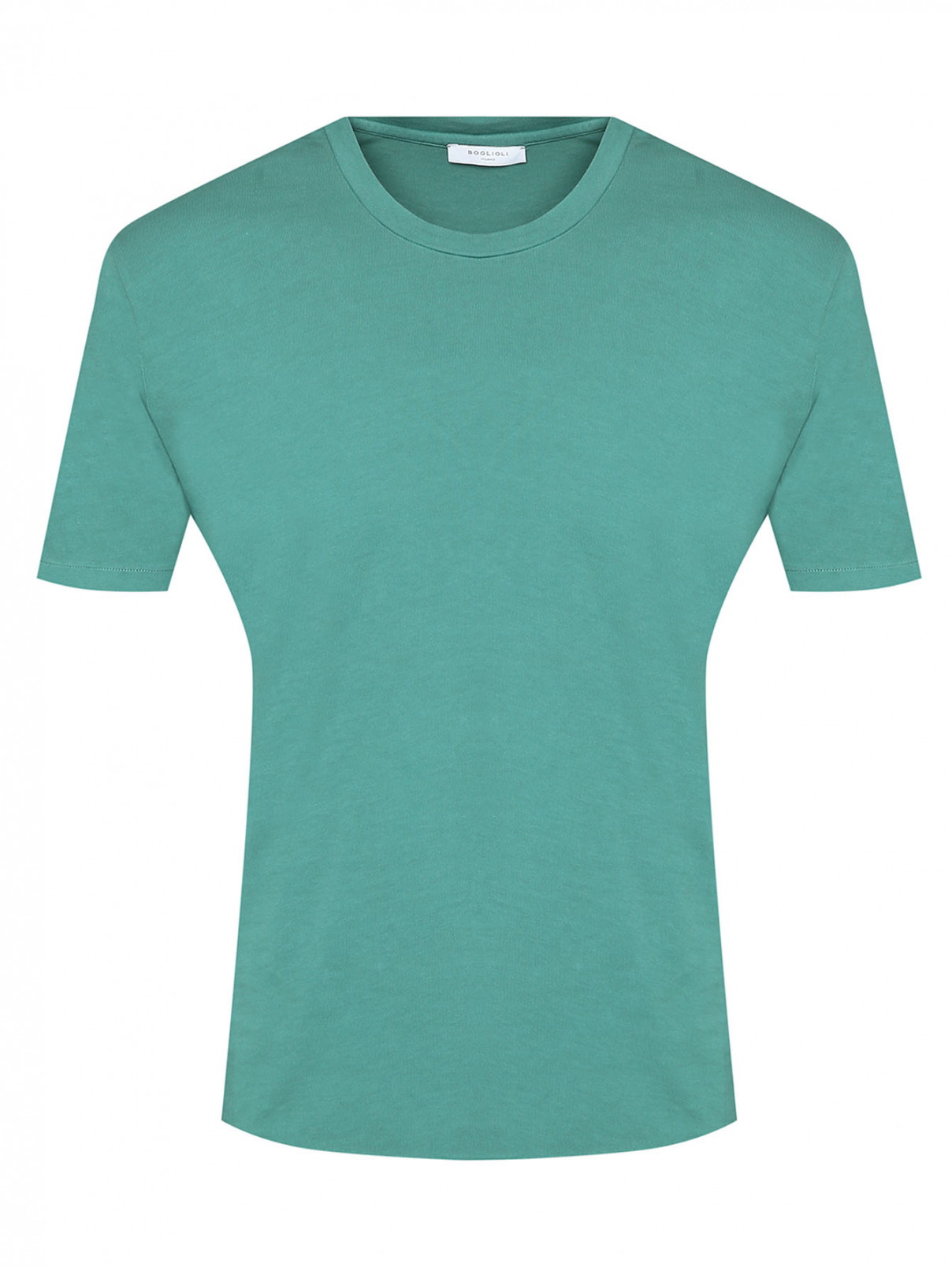 Однотонная футболка из хлопка Boglioli  –  Общий вид  – Цвет:  Зеленый
