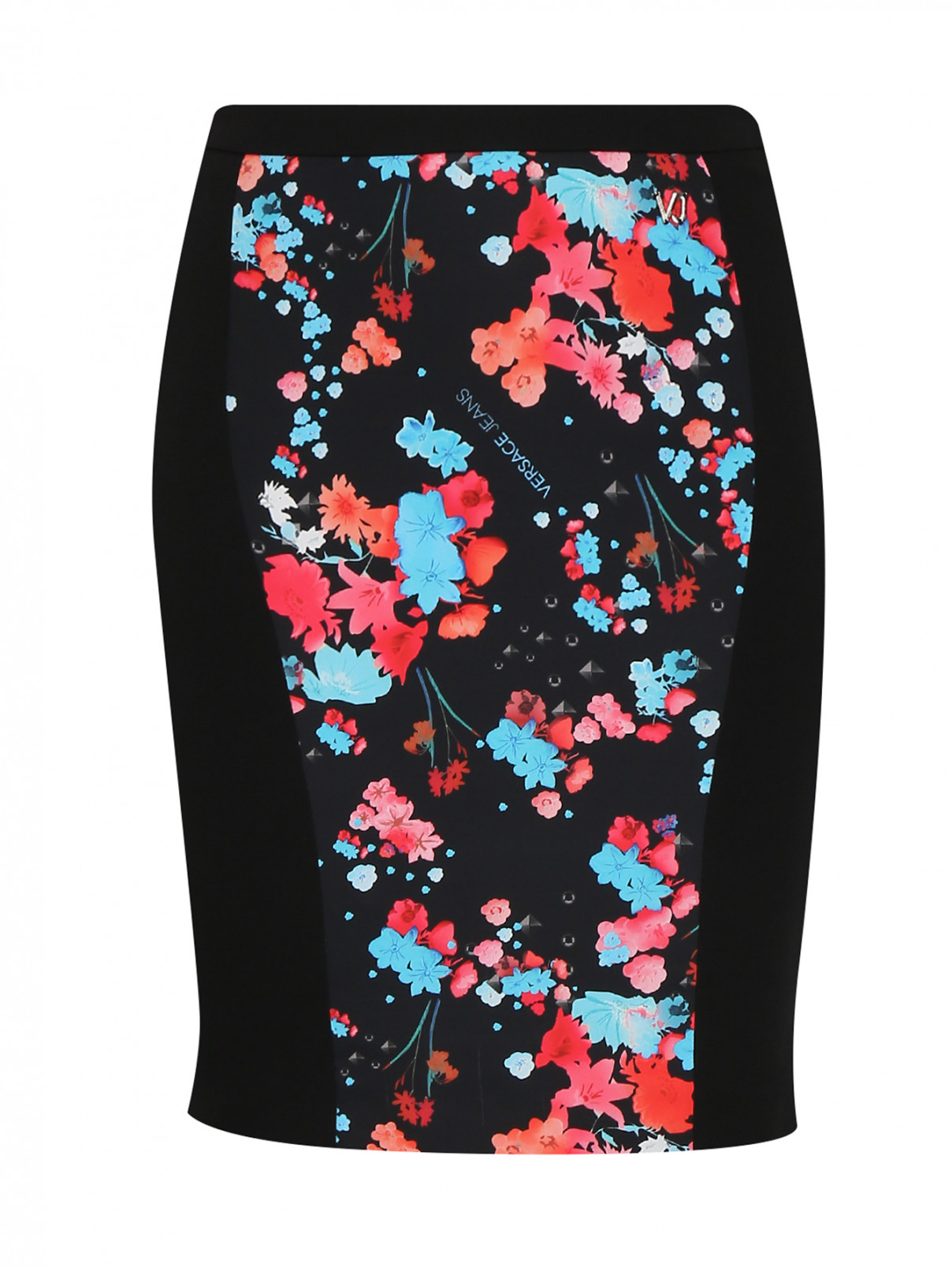Трикотажная юбка с узором Versace Jeans  –  Общий вид  – Цвет:  Черный