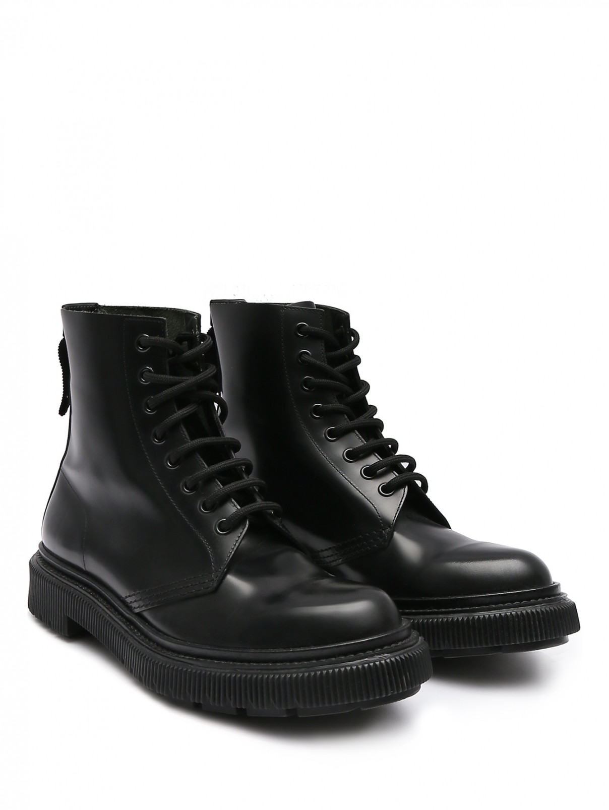 Ботинки из гладкой кожи на шнурках Adieu Paris  –  Общий вид  – Цвет:  Черный
