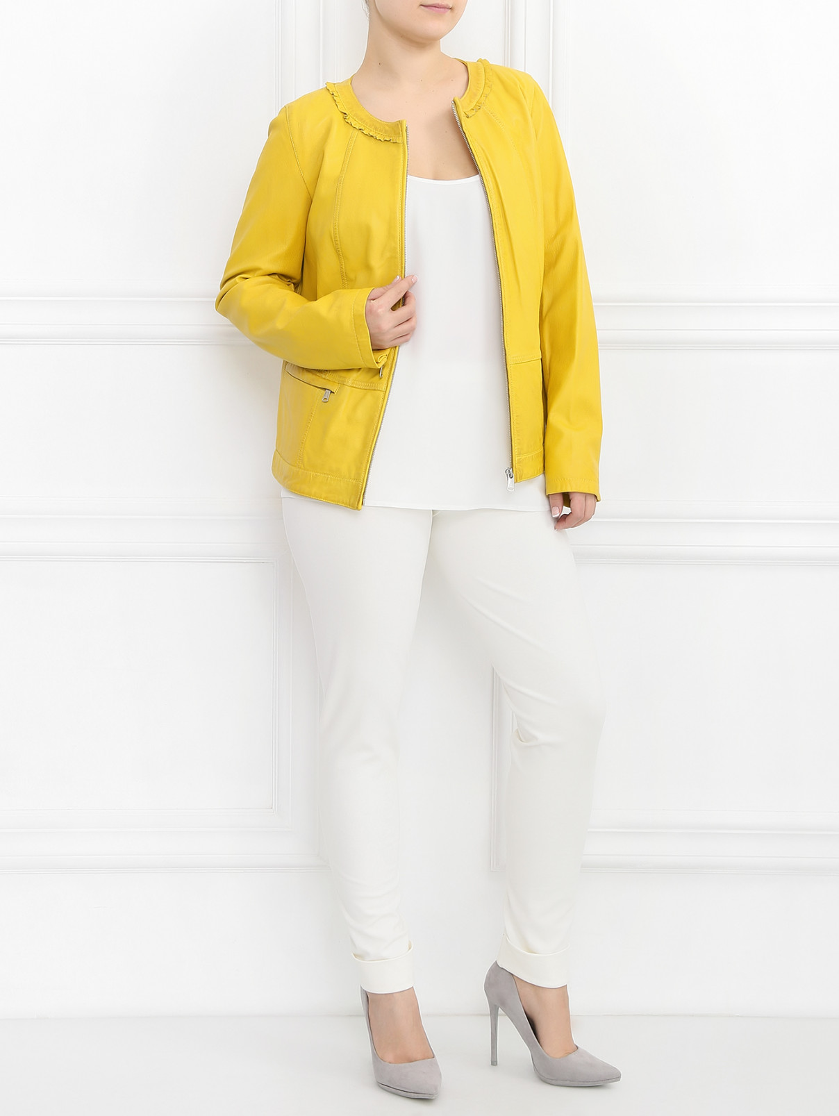 Куртка из кожи Marina Sport  –  Модель Общий вид  – Цвет:  Желтый