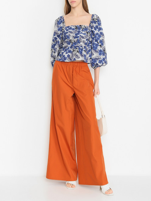 Однотонные брюки из хлопка на резинке Max Mara - МодельОбщийВид