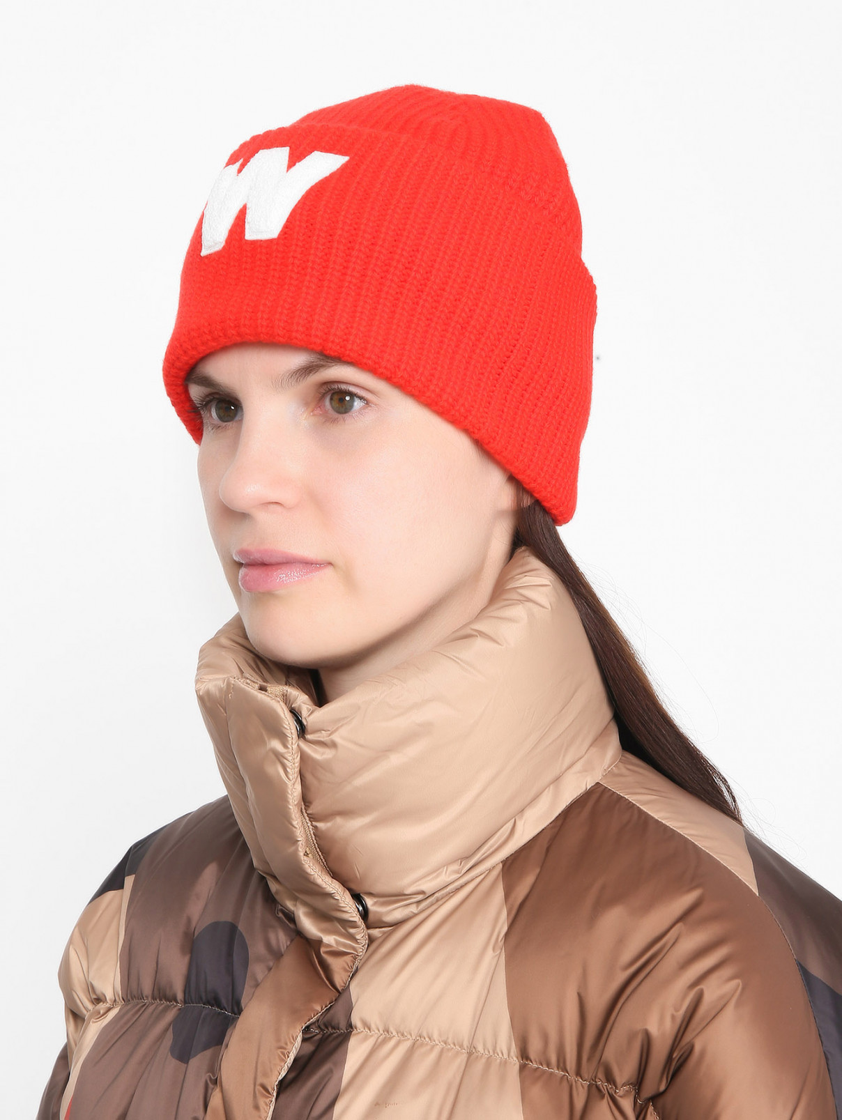 Шапка из шерсти с нашивкой Weekend Max Mara  –  МодельОбщийВид  – Цвет:  Красный