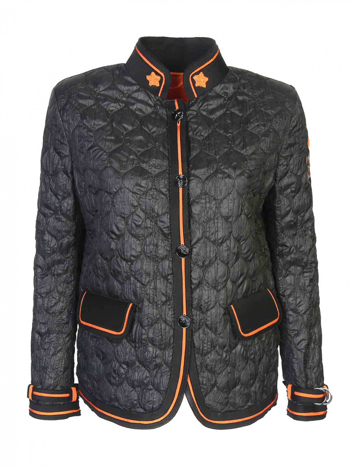 Стеганая куртка с металлическими пуговицами Ermanno Scervino  –  Общий вид  – Цвет:  Черный
