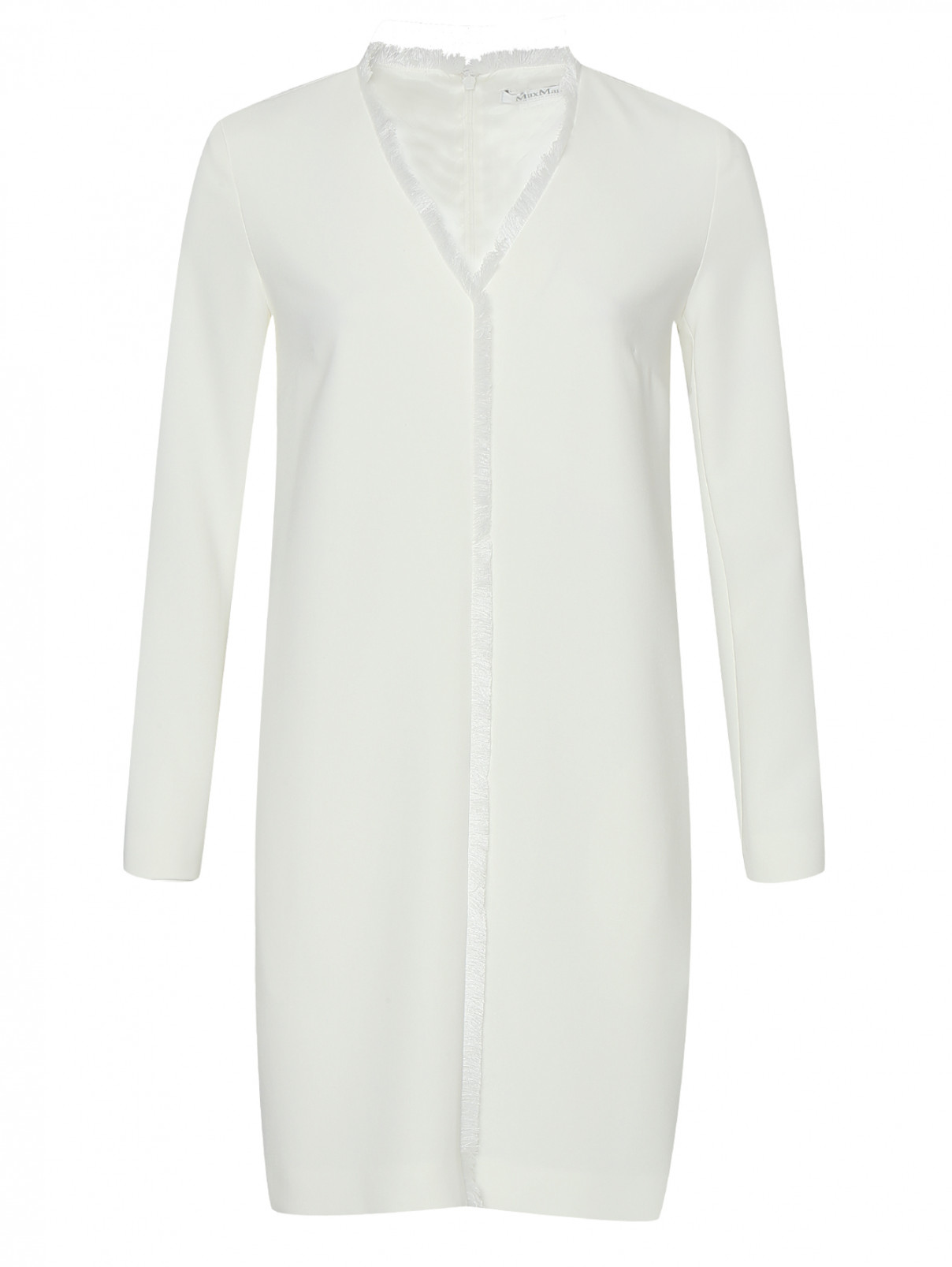 Платье с отделкой бахромой Max Mara  –  Общий вид  – Цвет:  Белый