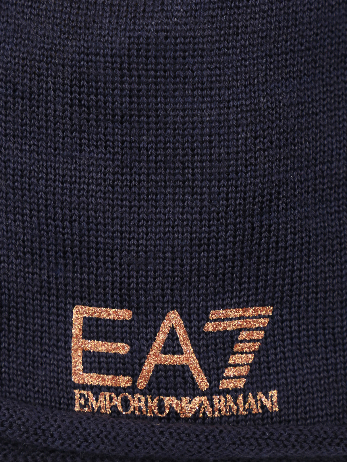 Шапка мелкой вязки с логотипом EA 7  –  Деталь1  – Цвет:  Синий