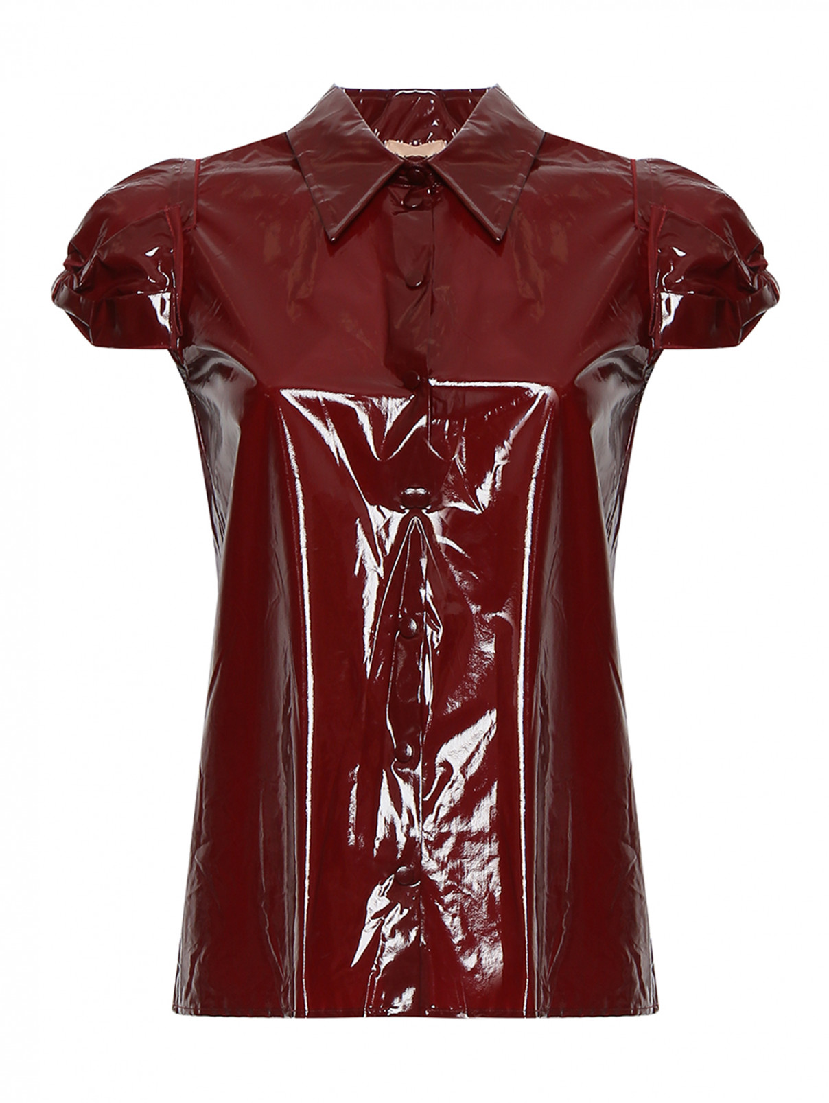 Блуза с  рукавами фонариками из винила N21  –  Общий вид  – Цвет:  Красный