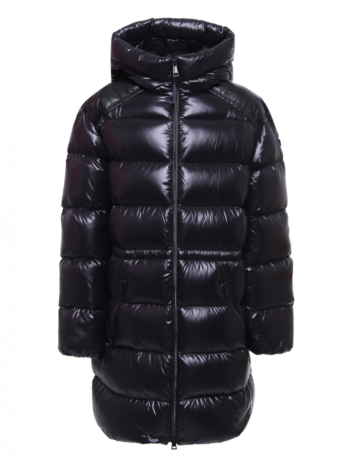 Пуховое стеганое пальто Moncler  –  Общий вид  – Цвет:  Черный