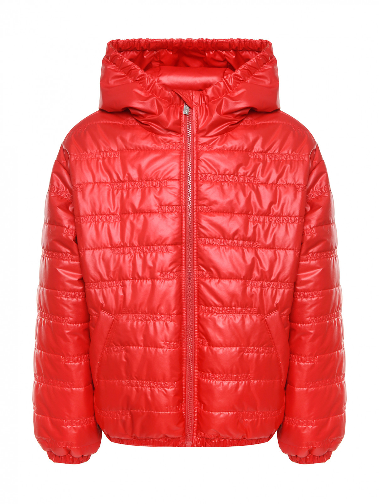Стеганая куртка с карманами MONNALISA  –  Общий вид  – Цвет:  Красный