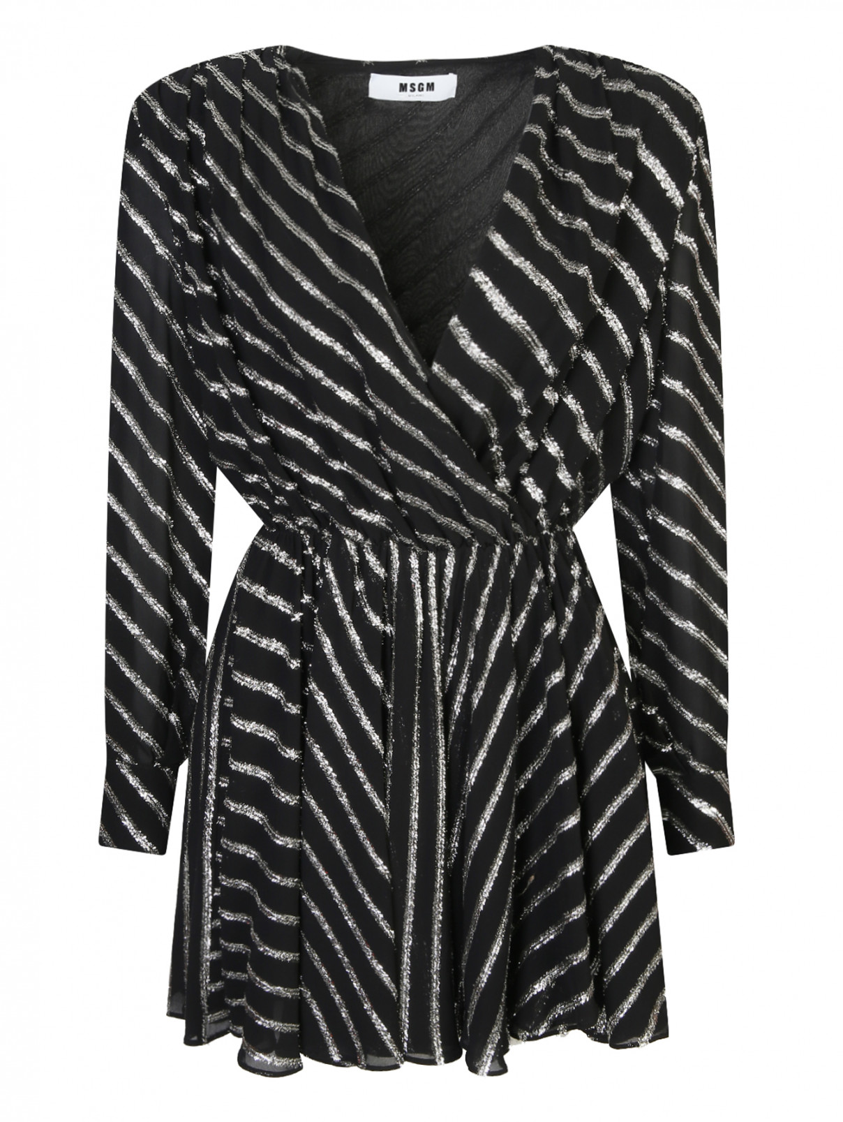 Платье-мини с узором MSGM  –  Общий вид  – Цвет:  Черный