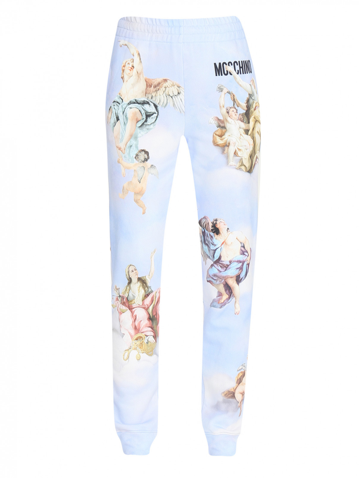 Трикотажные брюки из хлопка с узором Moschino  –  Общий вид  – Цвет:  Синий