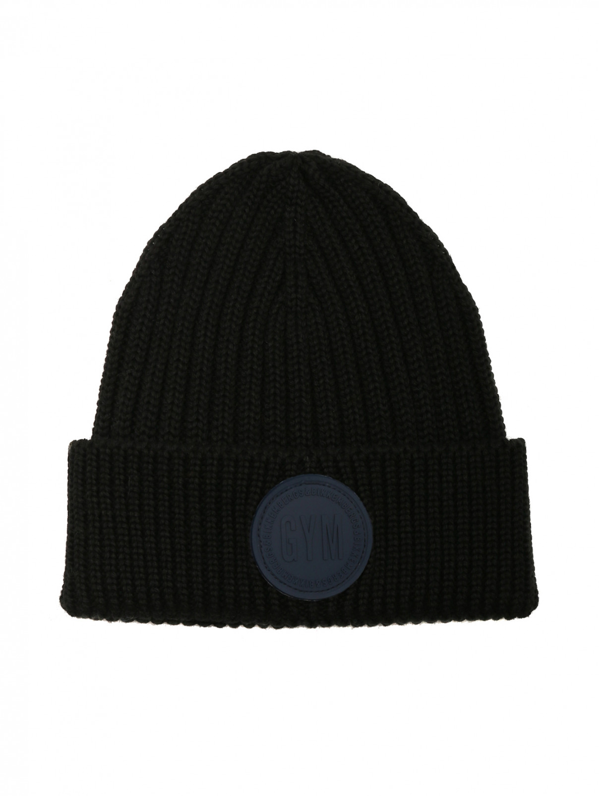 Однотонная шапка с логотипом Bikkembergs  –  Общий вид  – Цвет:  Черный