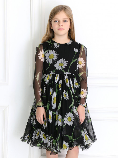Платье из шифона с узором "ромашки" Dolce & Gabbana - Модель Верх-Низ