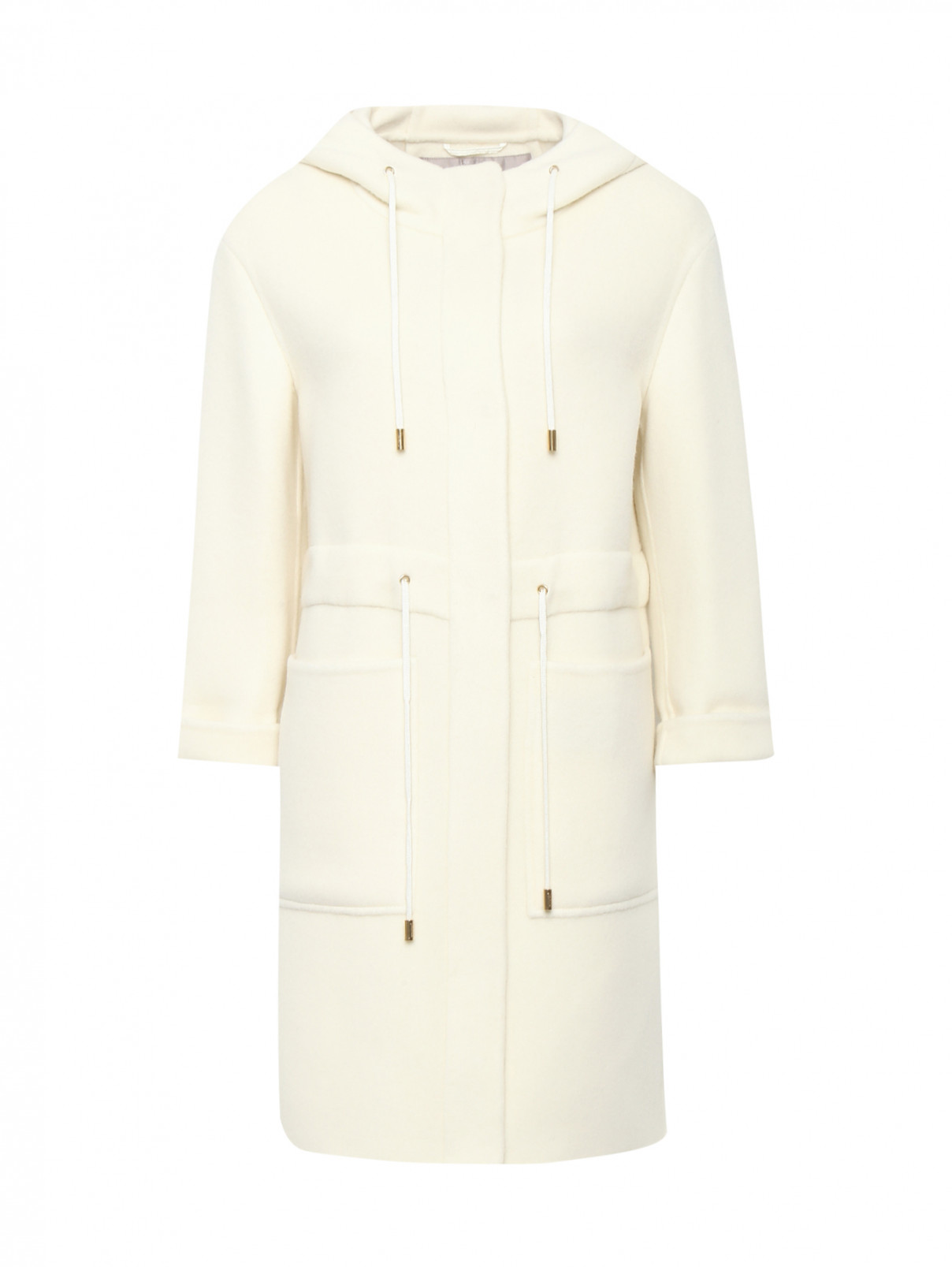 Пальто из кашемира с капюшоном Herno  –  Общий вид  – Цвет:  Белый
