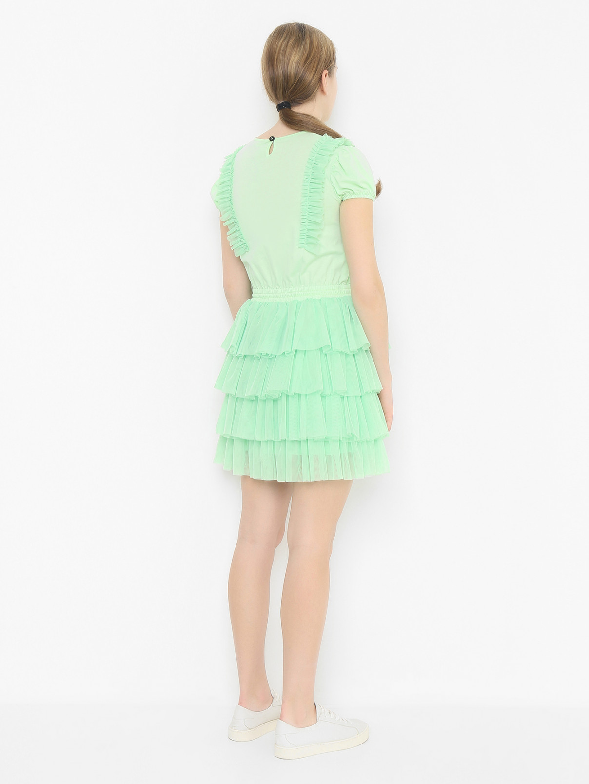 Платье из трикотажа с сеткой Iceberg  –  МодельВерхНиз1  – Цвет:  Зеленый