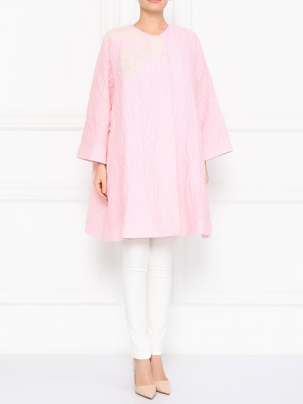 Пальто декорированное бисером Antonio Marras  –  Модель Общий вид  – Цвет:  Розовый