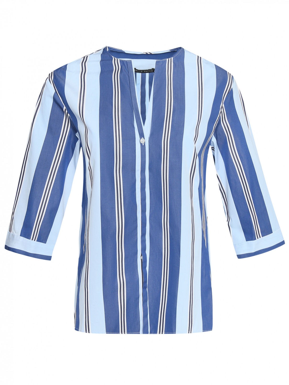 Блуза из хлопка с узором Brian Dales  –  Общий вид  – Цвет:  Синий