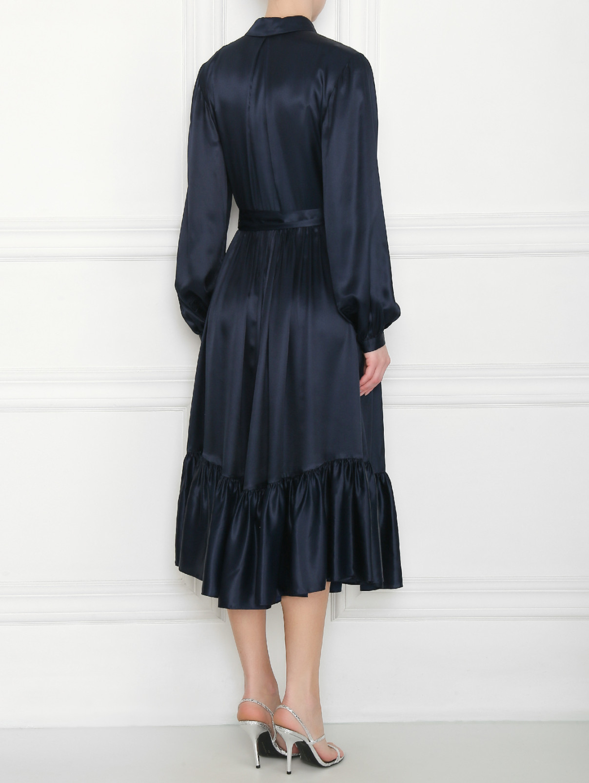 платье на пуговицах из вискозы и шелка Temperley London  –  МодельВерхНиз1  – Цвет:  Синий