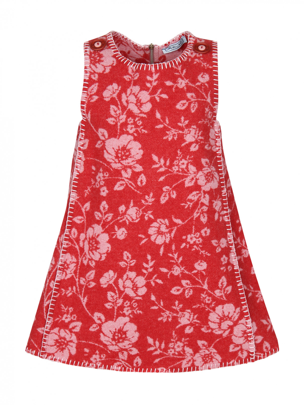 Платье из шерсти с узором MiMiSol  –  Общий вид  – Цвет:  Красный
