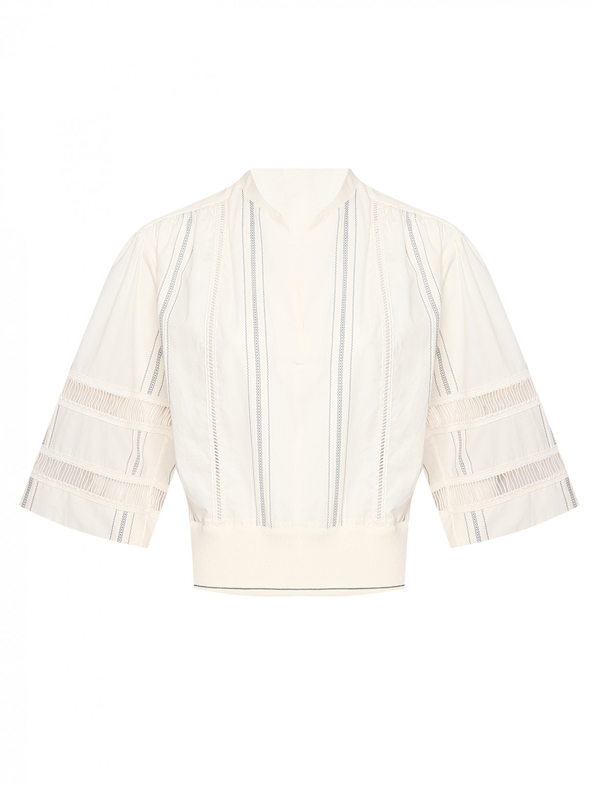 Хлопковая блуза с вышивкой Lorena Antoniazzi  –  Общий вид  – Цвет:  Белый