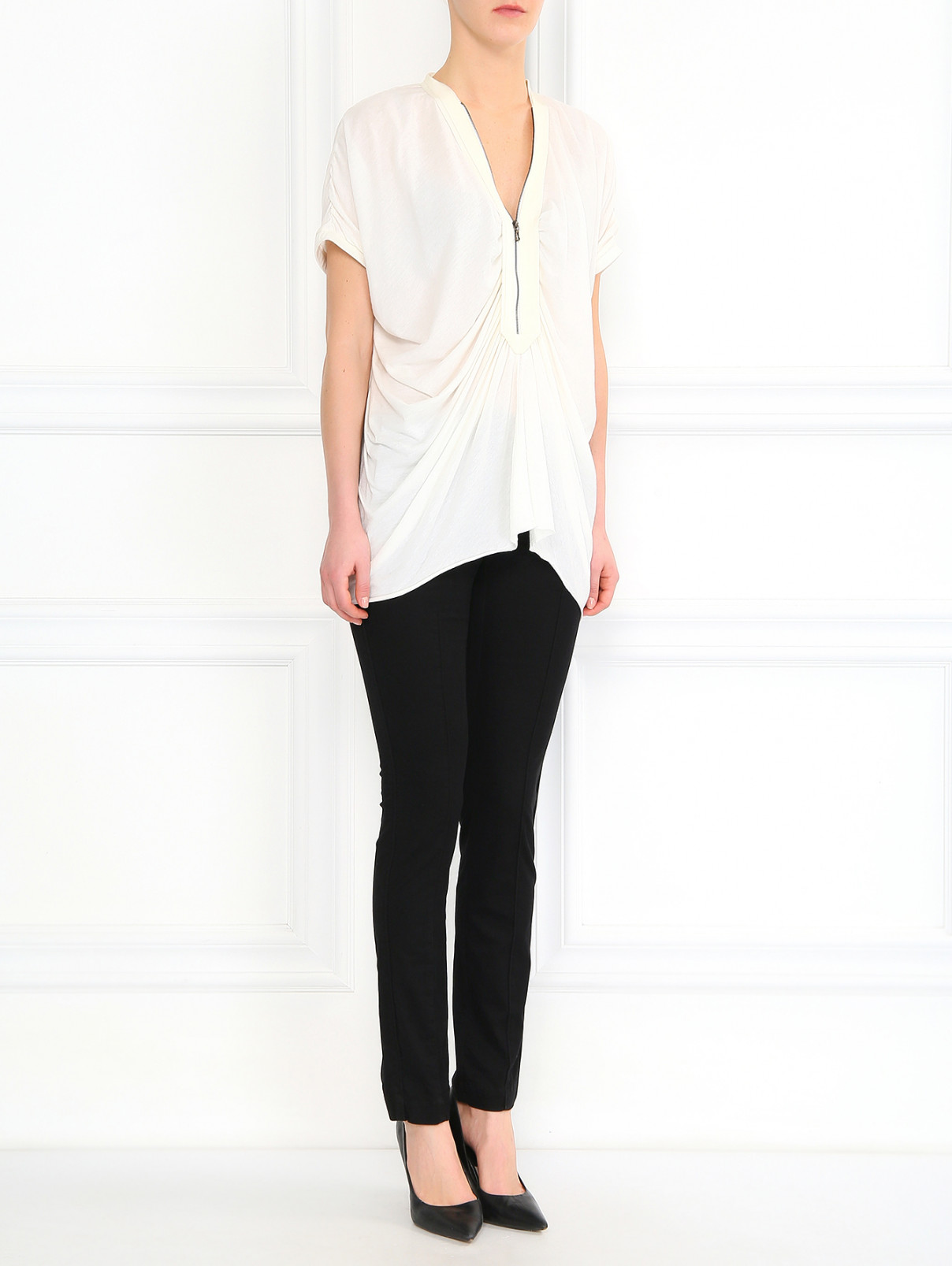 Блуза из хлопка на молнии Lanvin  –  Модель Общий вид  – Цвет:  Белый