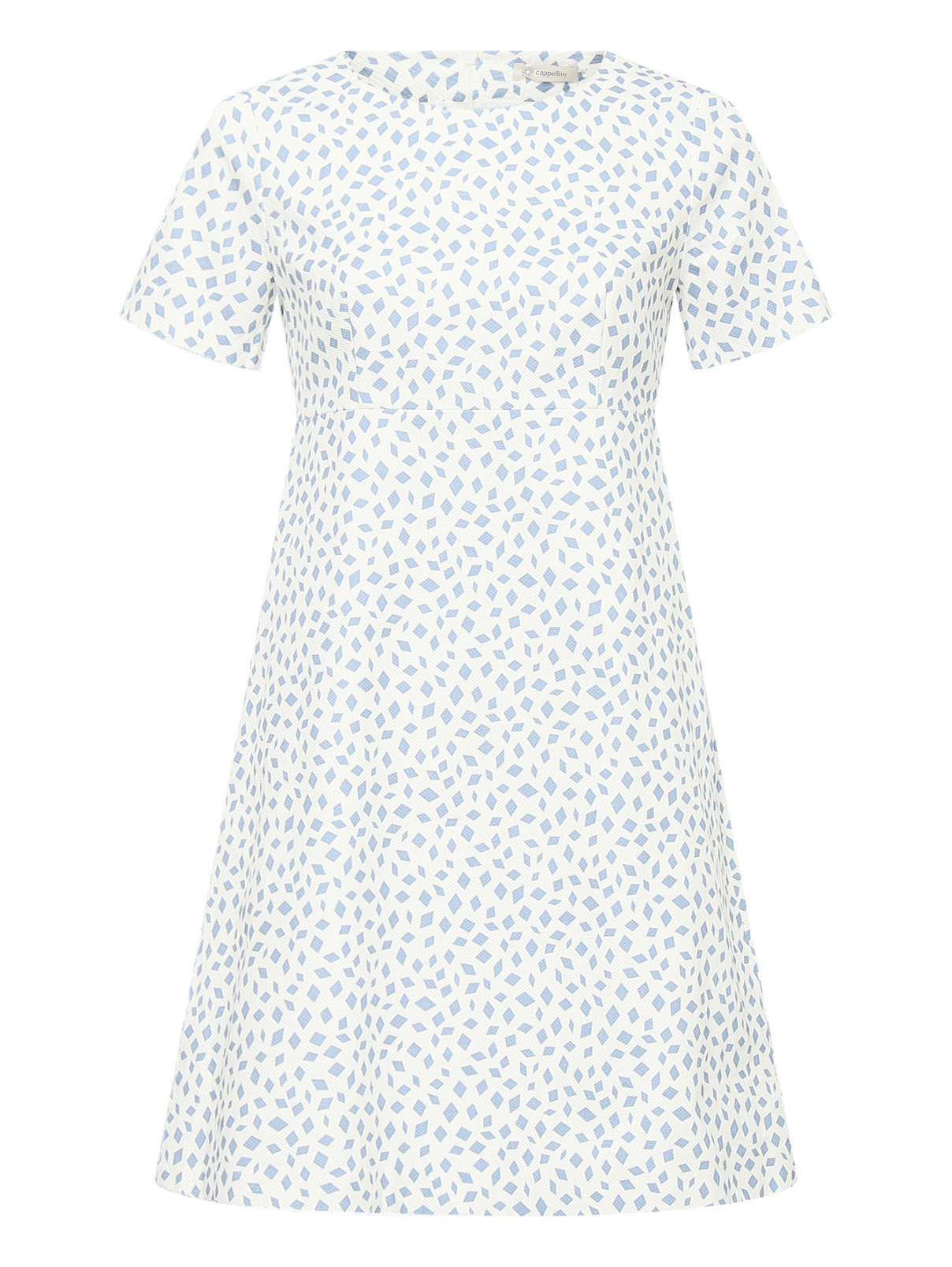 Платье из хлопка с узором Cappellini  –  Общий вид  – Цвет:  Белый