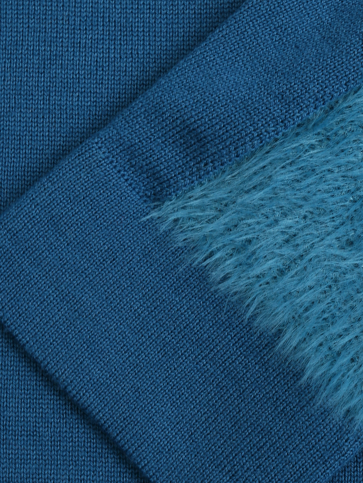 Свитер из шерсти с контрастной отделкой Marina Rinaldi  –  Деталь1  – Цвет:  Синий