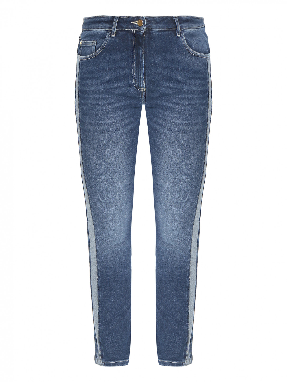 Зауженные джинсы из хлопка Persona by Marina Rinaldi  –  Общий вид  – Цвет:  Синий